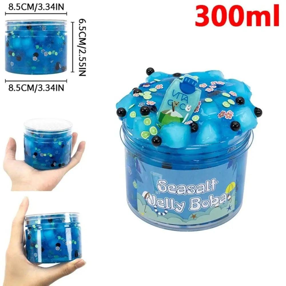 Soft 300ml/70ml Slime Kit Fruit Crunchy Non-Sticky Jelly Cube Slime Glitter Stress Relief Clear Slime Party Favor Gifts