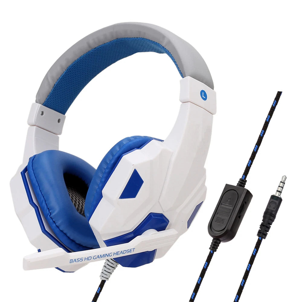 Gaming Wired Headphones 3.5mm Bass Stereo Gamer Music Headset With Microphone Earphone For PS4 Xbox One Switch Phone Laptops PC