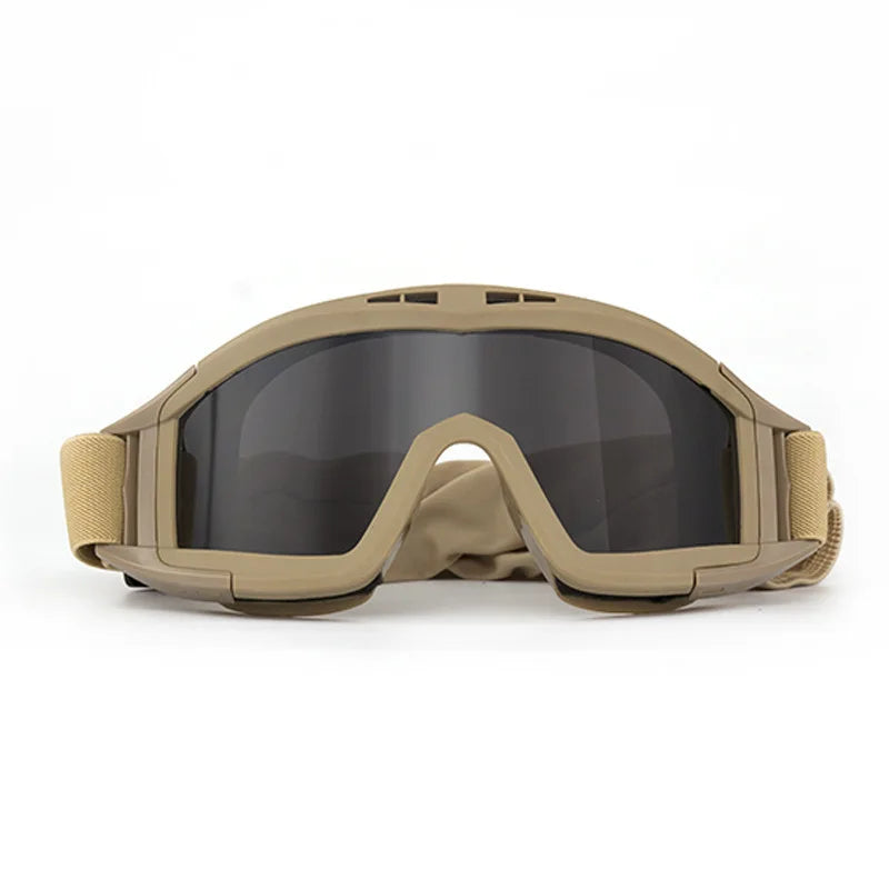 1Pair of Tactical Goggles Retro Cool Motorcycle Windproof Dustproof Safety Glasses for Outdoor Climbing Sport Protective Eyewear