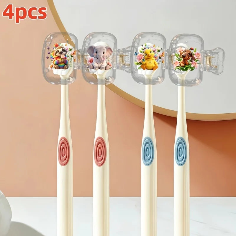 4pcs In A Flower Bush Toothbrush Holder Lightweight Portable Travel Toothbrush Storage Case for Daily Personal Care Party Gifts