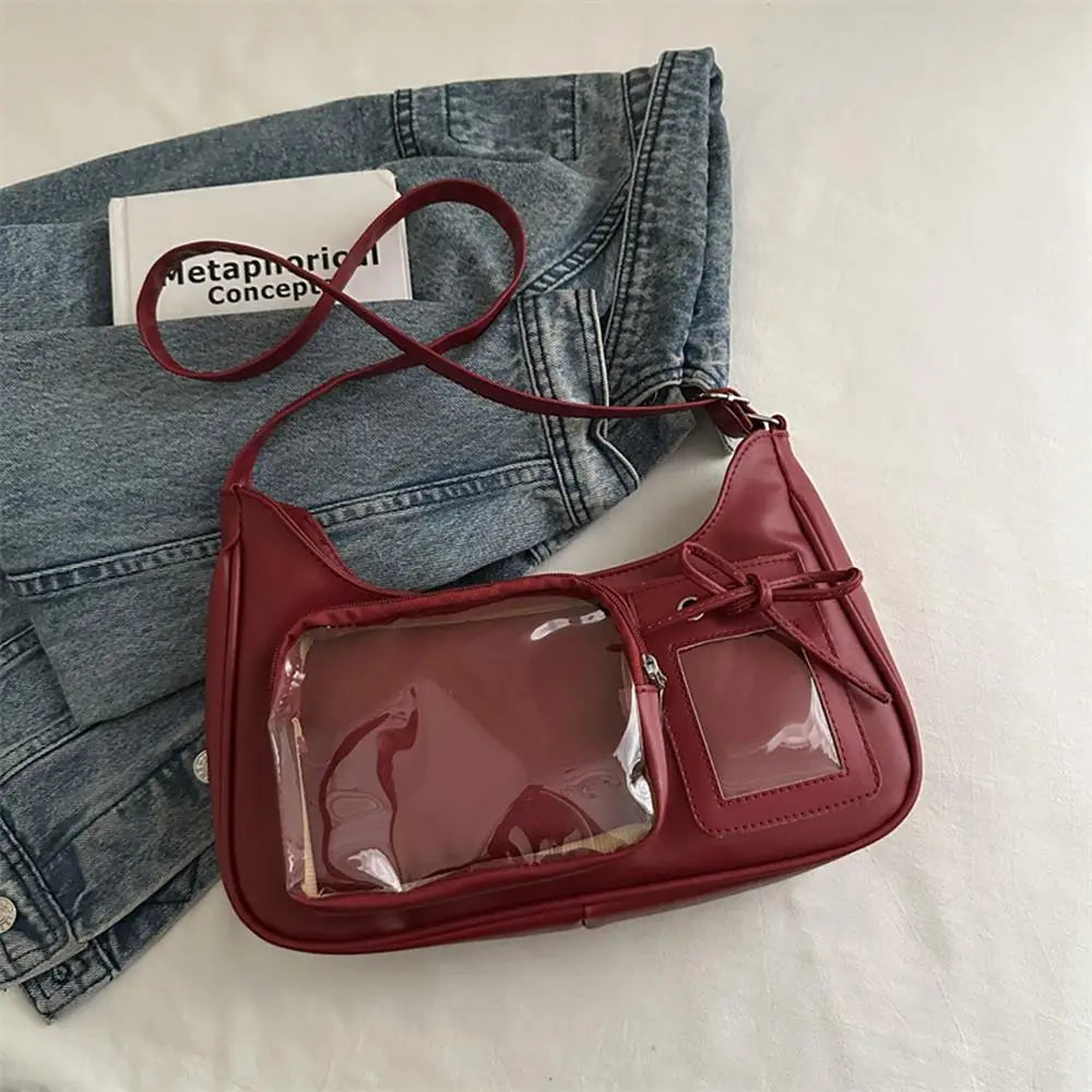 Y2k Lolita Ita Bag Transparent Crossbody Bag Cute Bow Doll Display Shoulder Bag Fashion Women Messenger Tote Bag Sweet Girl Dail