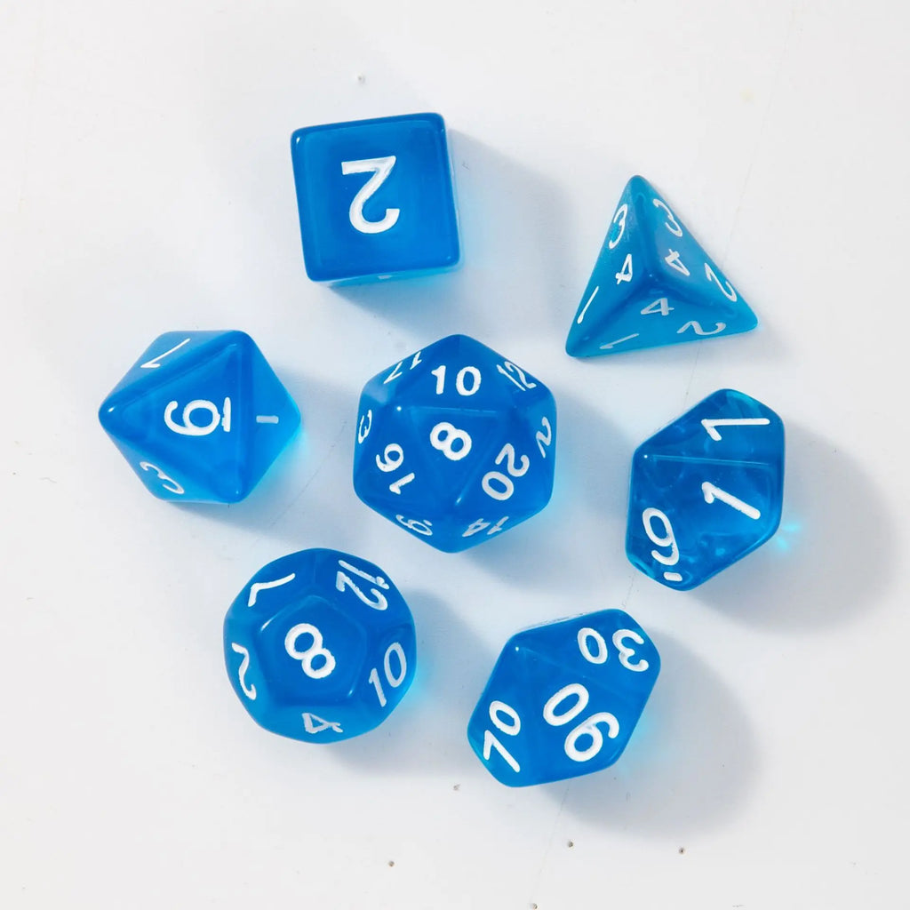7Pcs/set Transparent Dice Polyhedral Dice Set for Dnd Tpg Trpg Cthulhu D20 D12 D10 D8 D6 D4 Table Board Games Number Dice Kit