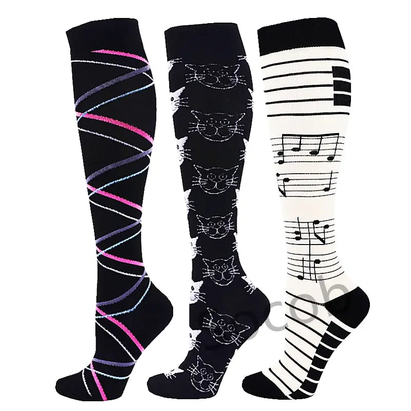 6/7 Pairs Compression Socks Varicose Diabetes Sock Running Cycling Hiking Touring Bicycle Marathon Outdoor Rugby Edema Long Tube