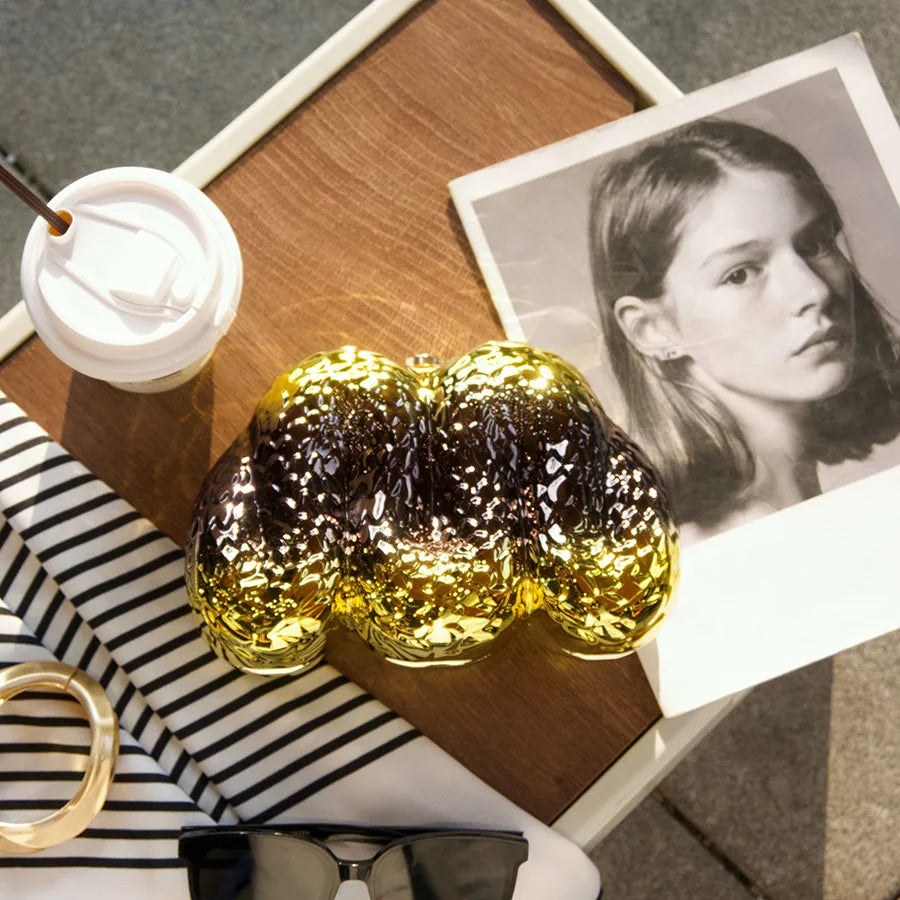 Trend metal sense glossy meteorite gradual change acrylic bag gold-plated temperament hand messenger bag