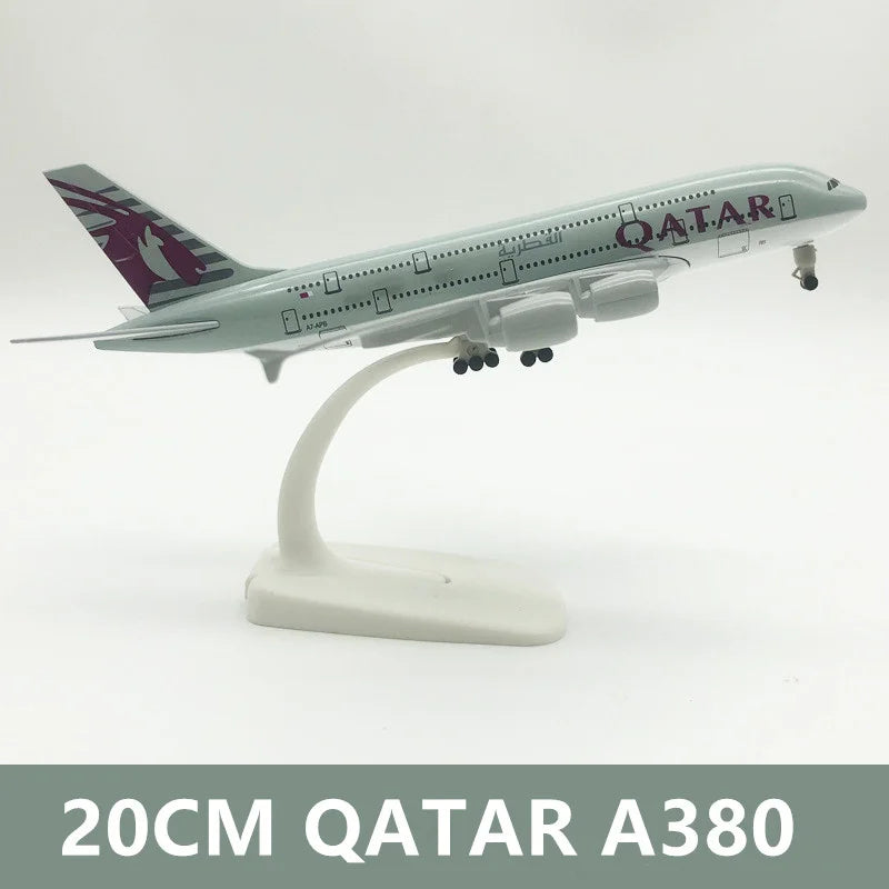 16CM/20CM Diecast Alloy Model Qatar A380 Airlines Aircrafts  With Stand Landing Gear Collection Display Airplanes Gifts Fans