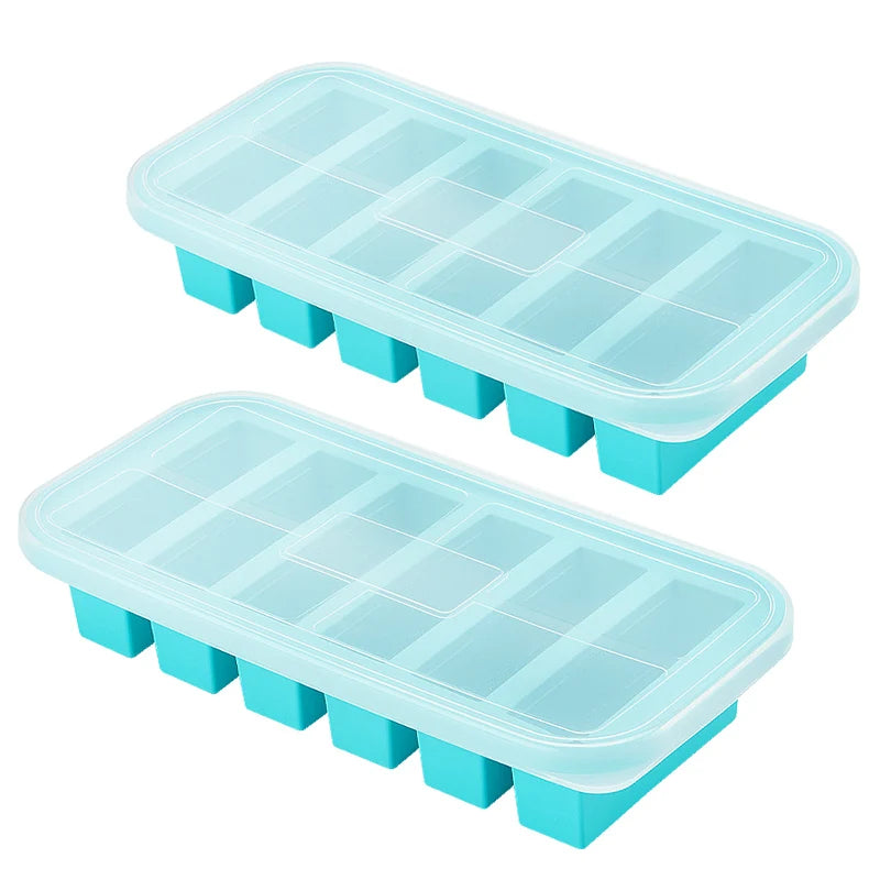 2 or 3-piece Silicone Freezer Tray Mold with Lid, Storage Box Food Box, Storage Containers for Soup, Broth, Meal Prep, Ice Cubes