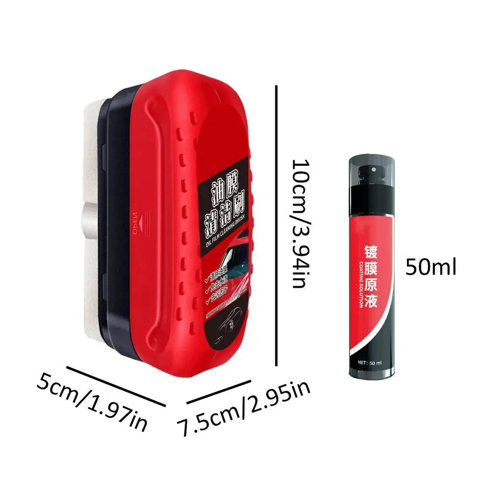 Car Glass Cleaner With Sponge Ergonomic Flexible 120ml Film Removal Oil Film Cleaner Anti-Rain Fog Function For Front Windshield