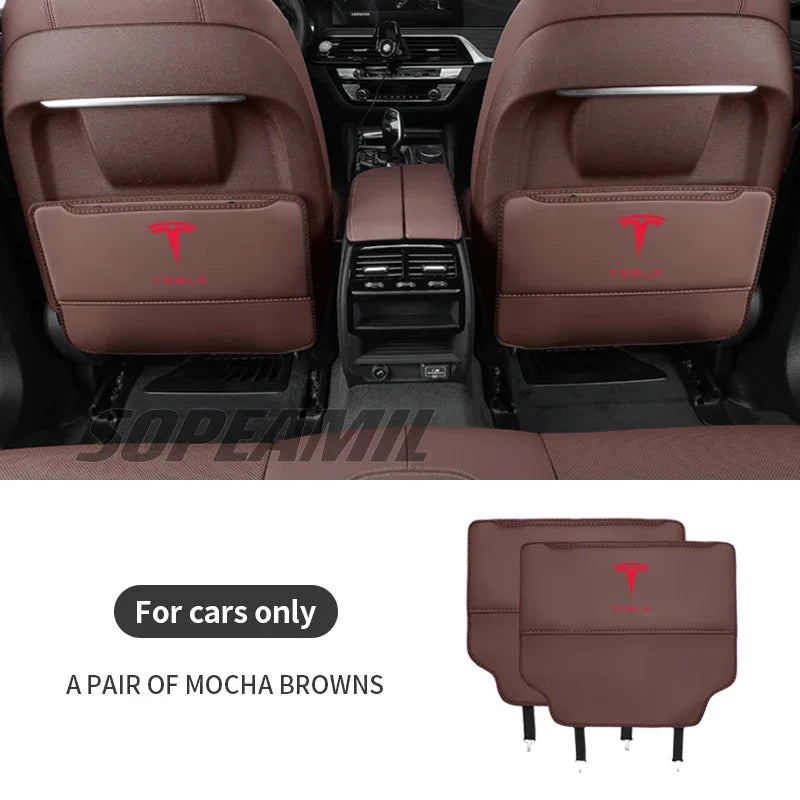 Car Seat Back Protection Anti-Kick Pad Rear Seat Storage Bag For Tesla Cybertruck Beast Roadster Model 3 Model Y Model S Model X