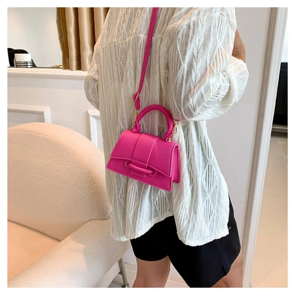 High Quality PU PU Leather Bag Solid Color Shoulder Crossbody Bag Buckle Square Bag