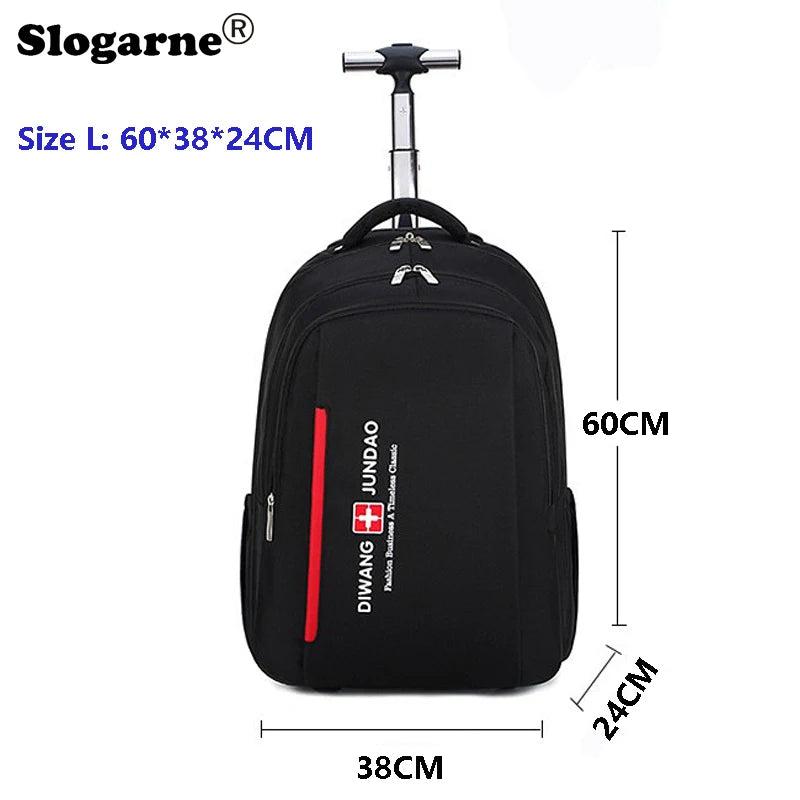 Multifunctional Trolley Backpack Men Business Trip Bags Large Capacity Waterproof Suitcase Laptop Travel Bag 2 Wheels Schoolbag