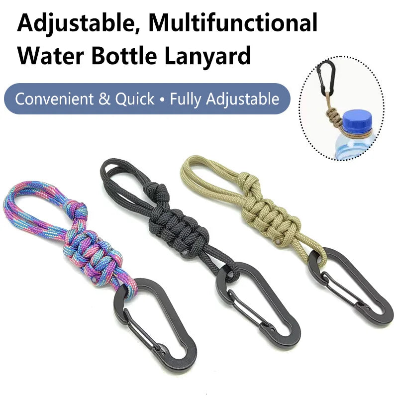 Keychain D-Shaped Carabiner Clip Adjustable Buckle Paracord Keychains Multifunctional Utility for Ourdoor Keys Camping Gear