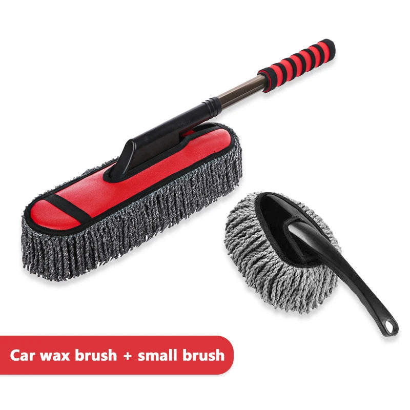SEAMETAL Car Wash Mop Retractable Handle Dust Remover Wax Brush Microfiber Car Cleaning Kit Soft Hair Duster Brushes Wash Tool