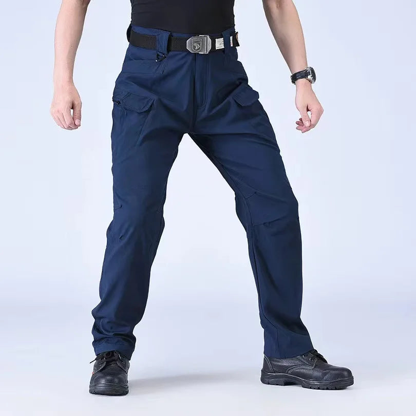 Men's Spring Autumn Tactical Combat Gargo Elastic Camping Hiking Trekking Climbing Outdoor Trousers Softshell Quick Dry Pants