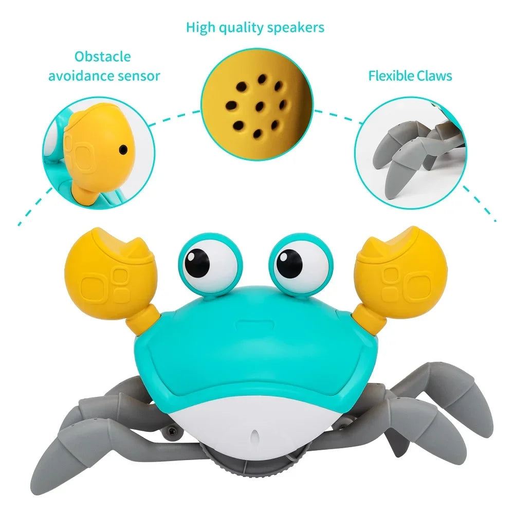 Fun Crab Toy Children Crawling Avoiding Obstacles Electronic Pet With Music Baby Walking Toy Without Battery