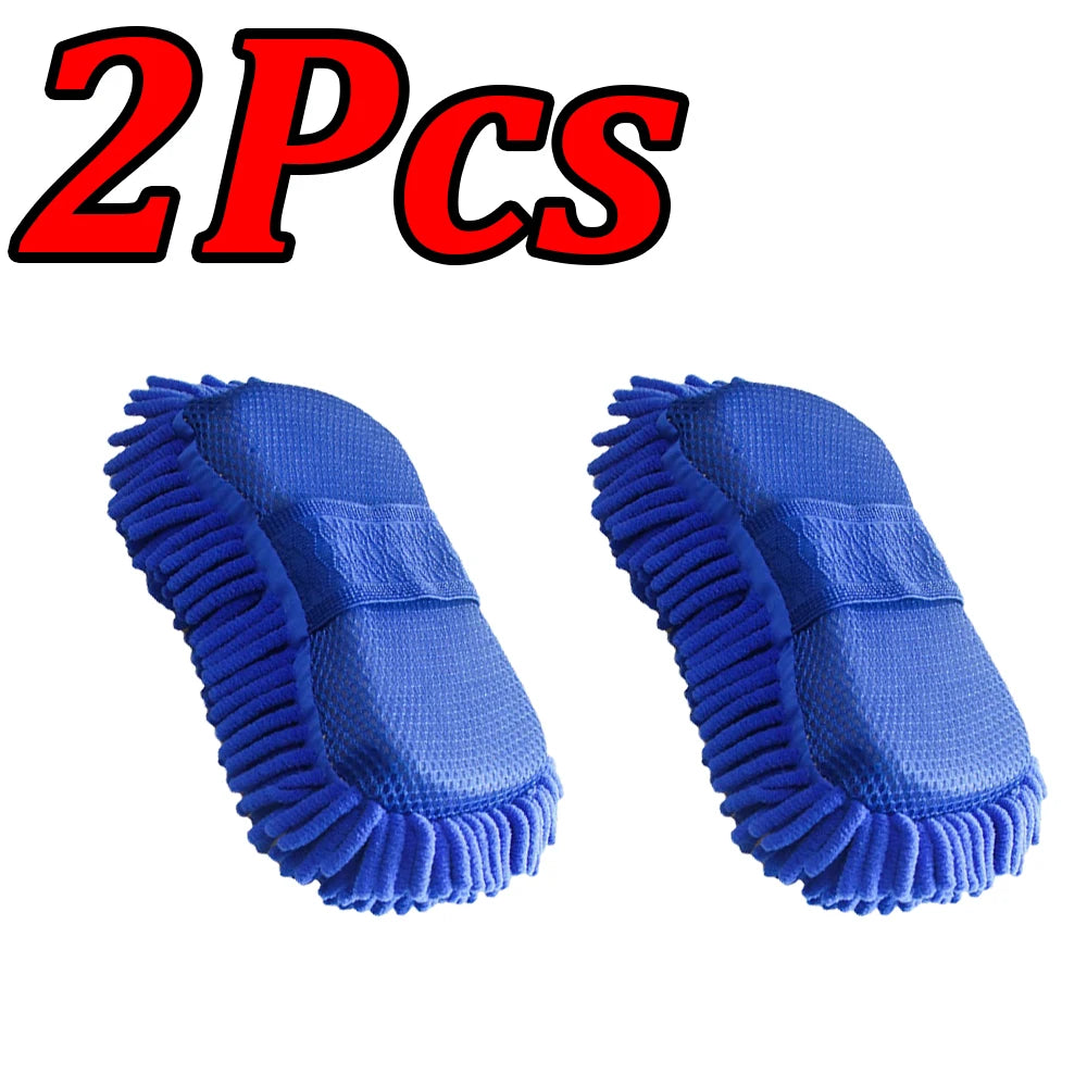 1-4Pcs Chenier Car Wash Sponge Car Gloves Automatic Washing Towel Gloves Ultra-fine Fiber Care Washing Brush Pad Cleaning Tool