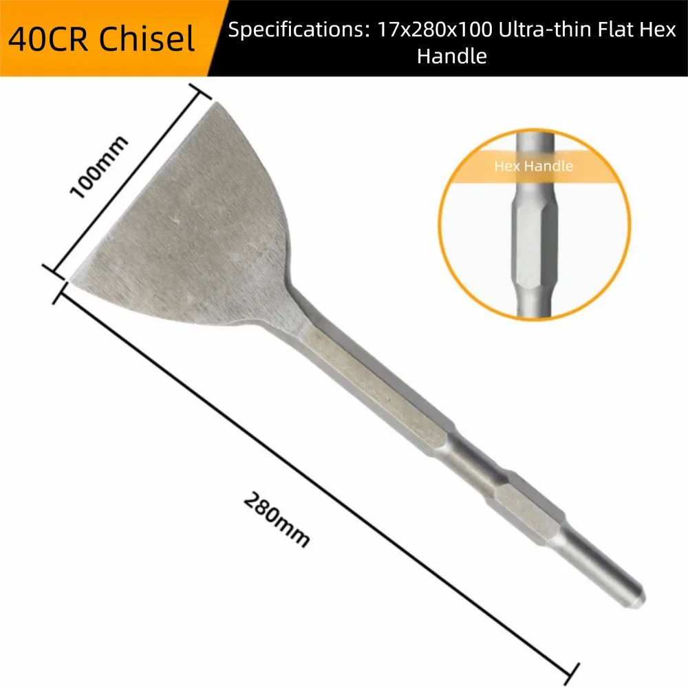 Durable Hexagonal Shank Slotting Flat Chisel Steel Flat Head Impact Bit Wear-resistant High Hardness Impact Drill Bit Brick