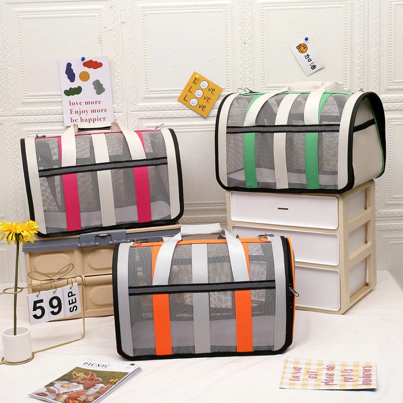 Pet Carrying Bag Outing Portable Cat Dogs Handbag Foldable Small to Medium Dog Cage Mesh Handbag