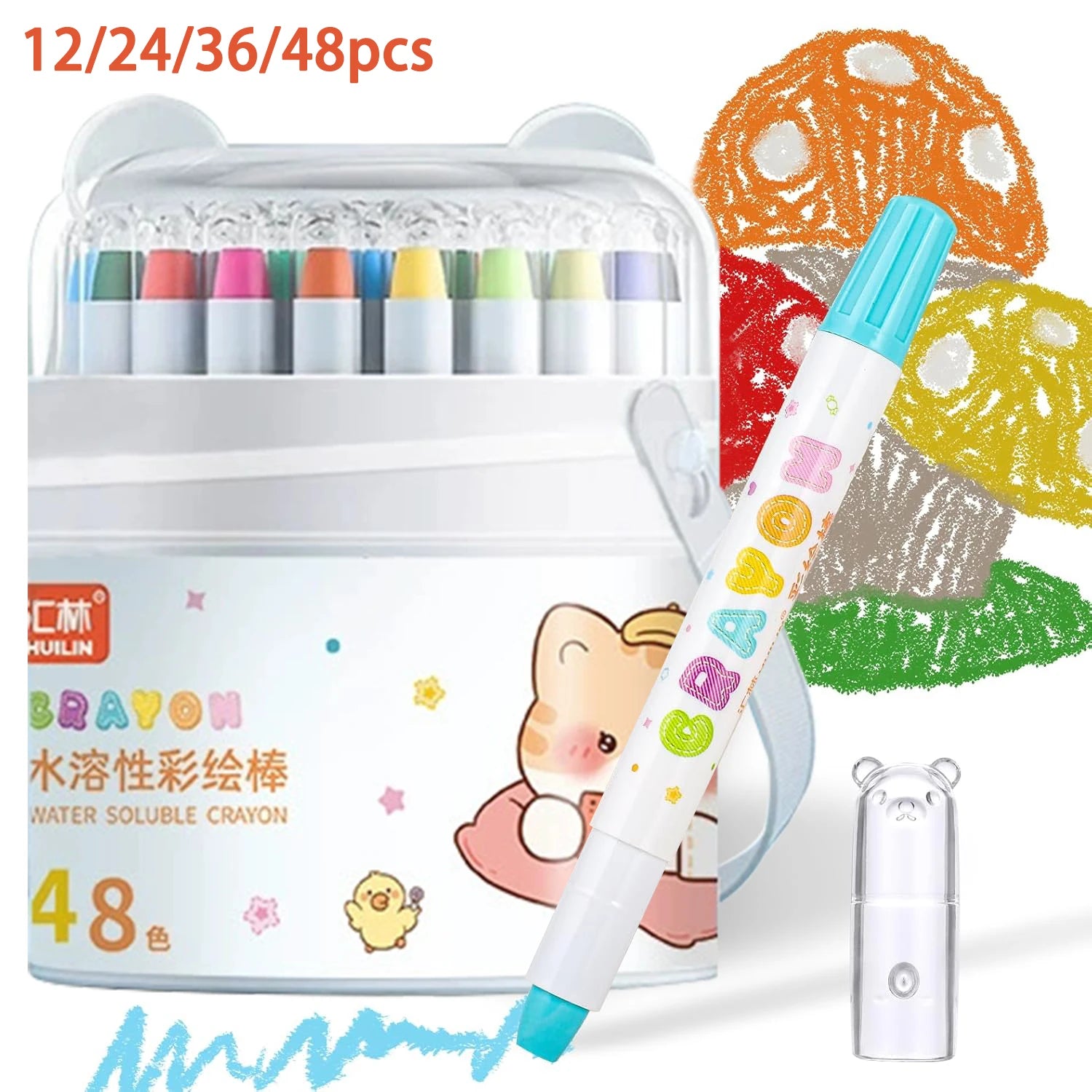 12 - 48 Color Silky Twistable Crayons,Washable Art Supplies,Multicultural Pastel Gel Crayons,Easy Grip Coloring Gift for artist