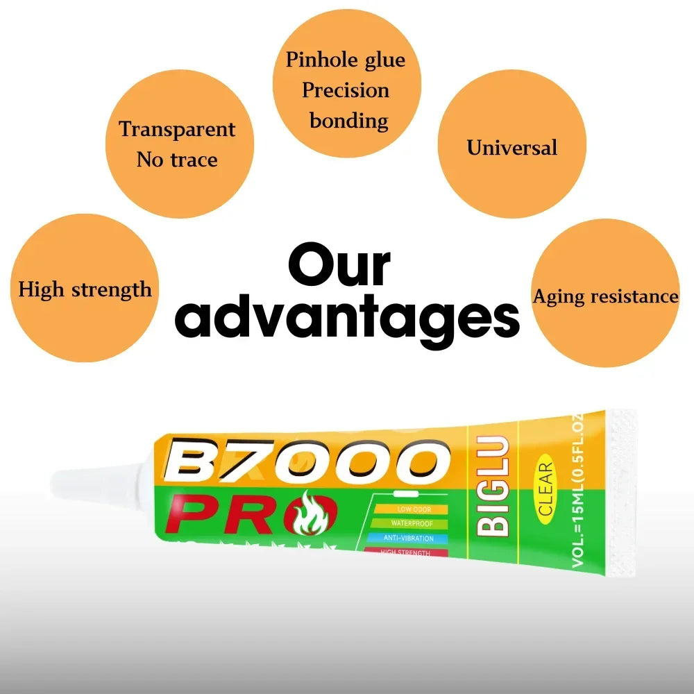 B7000 PRO Clear Contact Phone Repair Adhesive Universal Glass Plastic DIY Diamond Glue With Precision Applicator 15/50/110ML