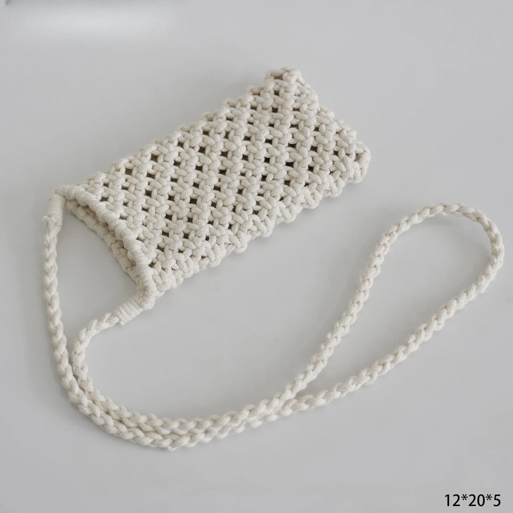 Hand-woven mobile phone bag summer small bag mini messenger holiday women's bag various combinations cotton rope bag net pocket
