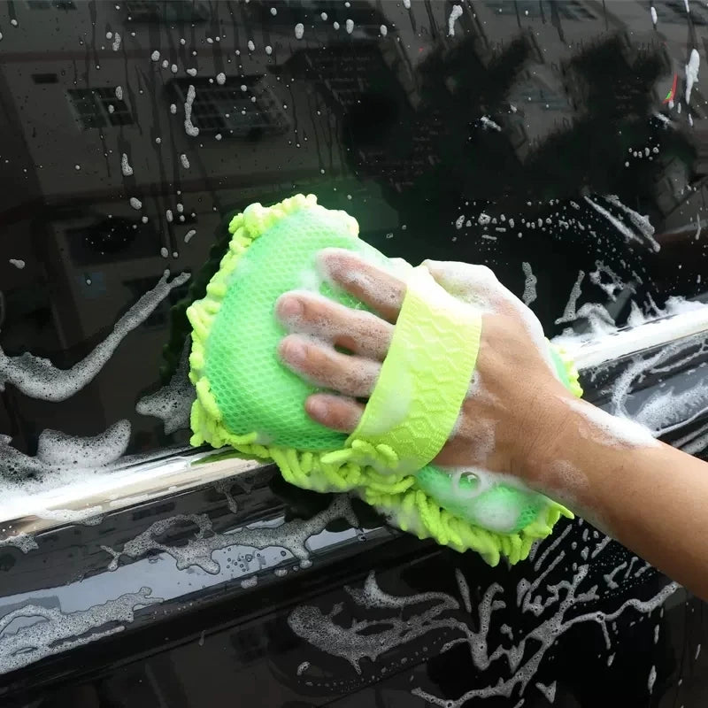 1PC Microfiber Car Wash Sponge with Detailing Brush And Styling Gloves Auto Cleaning Car Wash Towel Car Care Accessory
