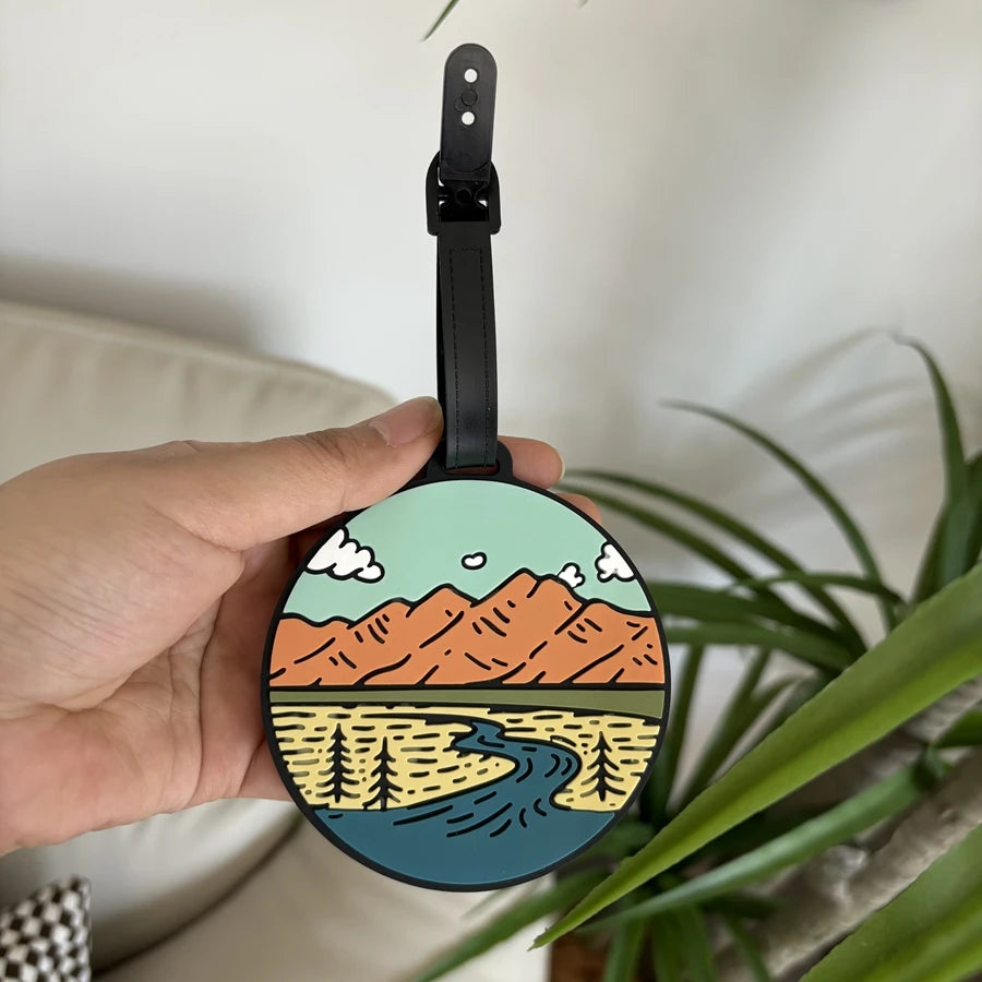 1/2/3/6cs Starry Sky Landscape Luggage Tag Pendant Work Name Tag Business Travel Airport Luggage Anti Loss ID Tag
