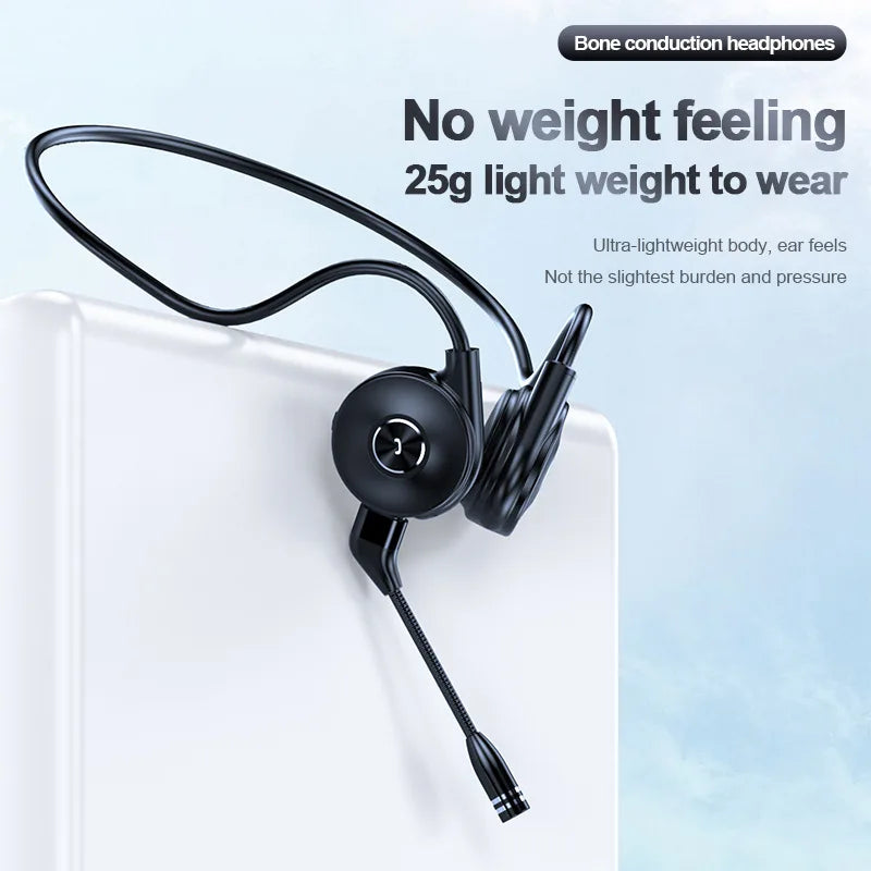 M1 Bone Conduction Bluetooth Earphones with True Stereo Earband Microphone for Running Sports Business Noice Cancelling Mic