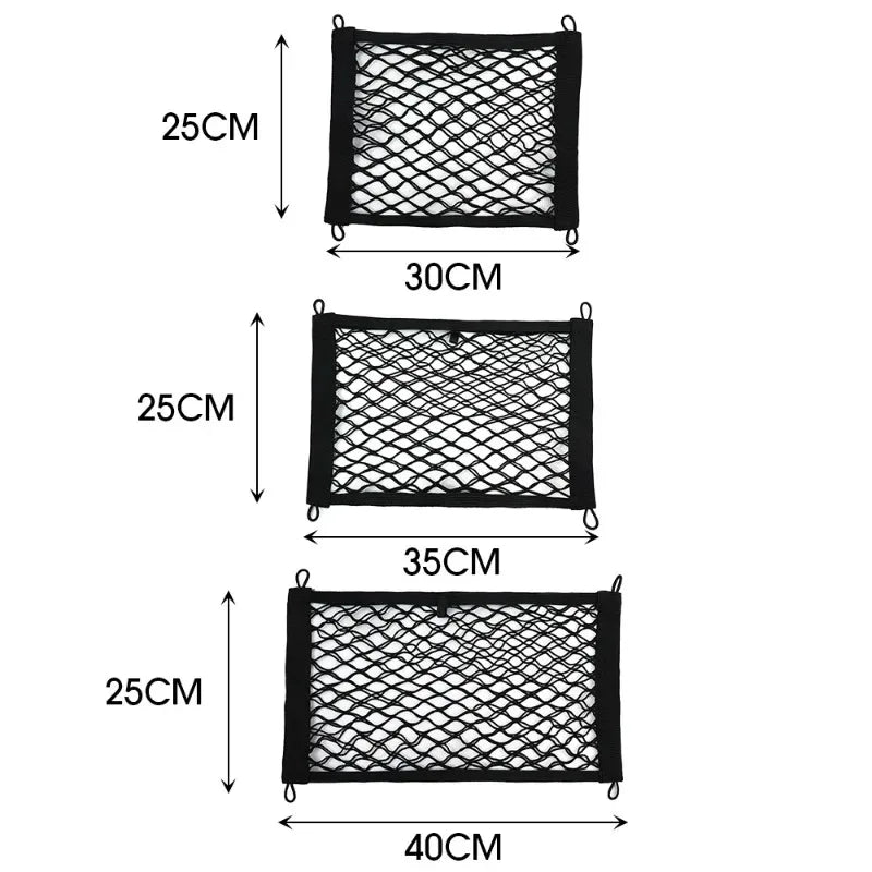 Car Storage Mesh Bag with Screws Rear Trunk Mesh Pocket Boat Cargo Hold Bag Storage Bag with Elastic Band Mesh Frame Accessories
