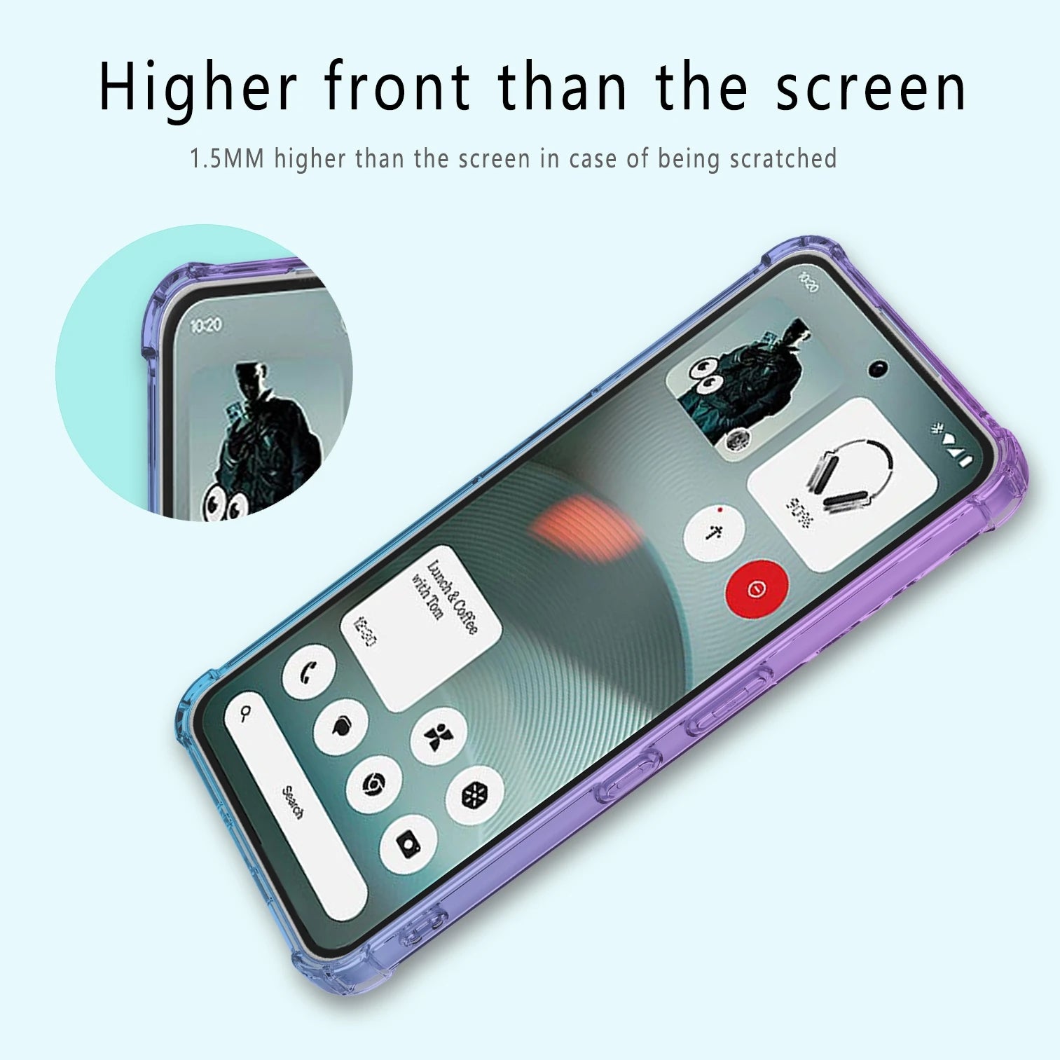 Airbag Shockproof Gradient Transparent TPU Case for Nothing Phone 3 (3) Protective Cover Back Shell Frame Capa Fundas