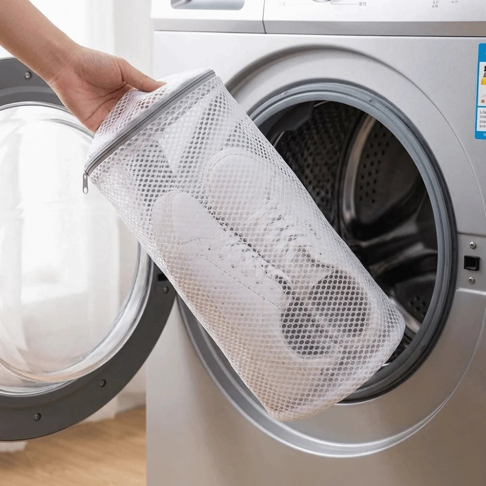 2PCS Honeycomb Mesh Shoe Washing Bags Anti-Deformation Polyester Washing Machine Shoe Bag with Zipper Shoe Cleaning Bag
