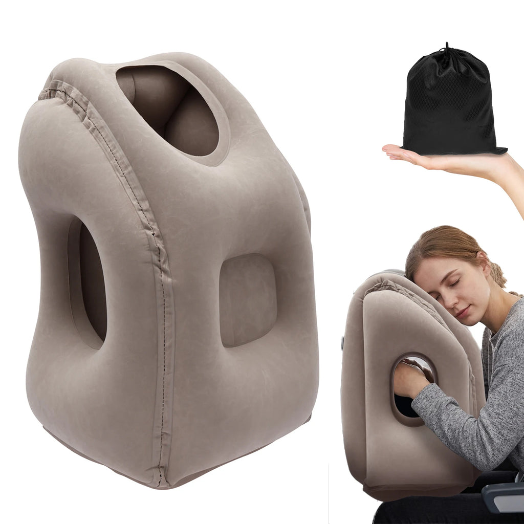 Inflatable Travel Pillows Neck And Head Chin Sleeping Support Cushions for Airplane Plane Car Office Rest Pillows Napping