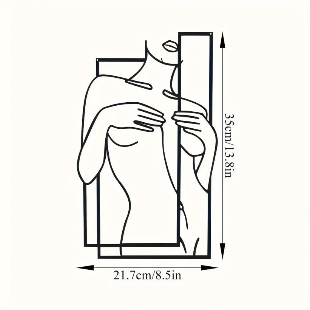 Large Scale Sleek Feminine Metal Line Art Mural | Minimalist Premium Wall Sculpture for Bathroom & Bedroom