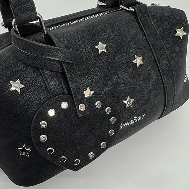 Korean Version New Large Capacity Retro Boston Bag Ins Crossbody Pillow Bag Star Women'S Fashion Handbag