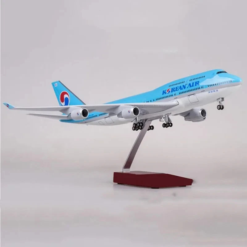 47cm Korean Airline B747 Planes Model 1:150 Scale Resin Diecast Aircraft Model Airplane W Light & Wheel(Touch Or Sound Control)