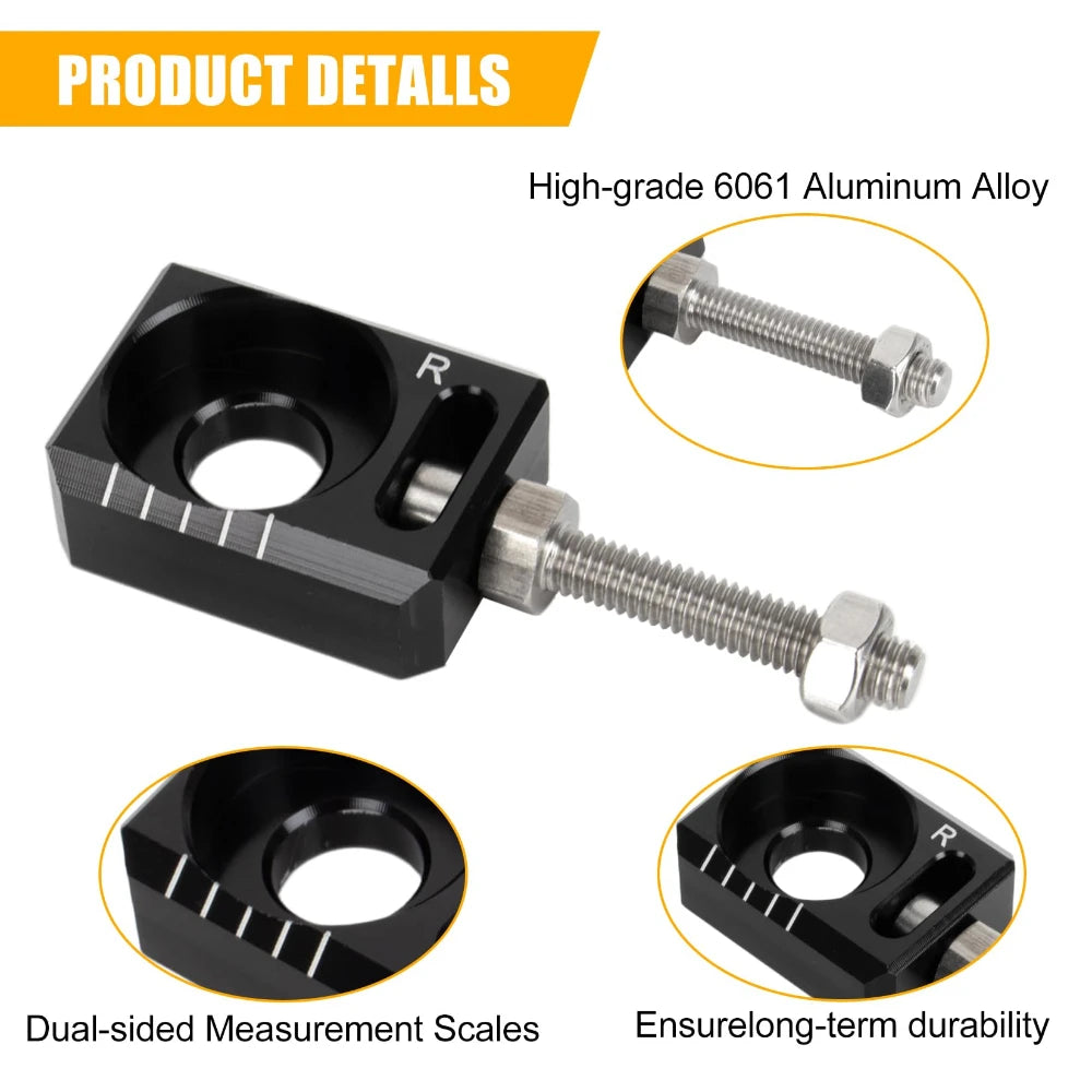 2PCS Chain Tensioner Adjuster Rear Axle Blocks with Dual-Side Scale for Sur-ron Light Bee X Segway X160 X260 Dirt Bike
