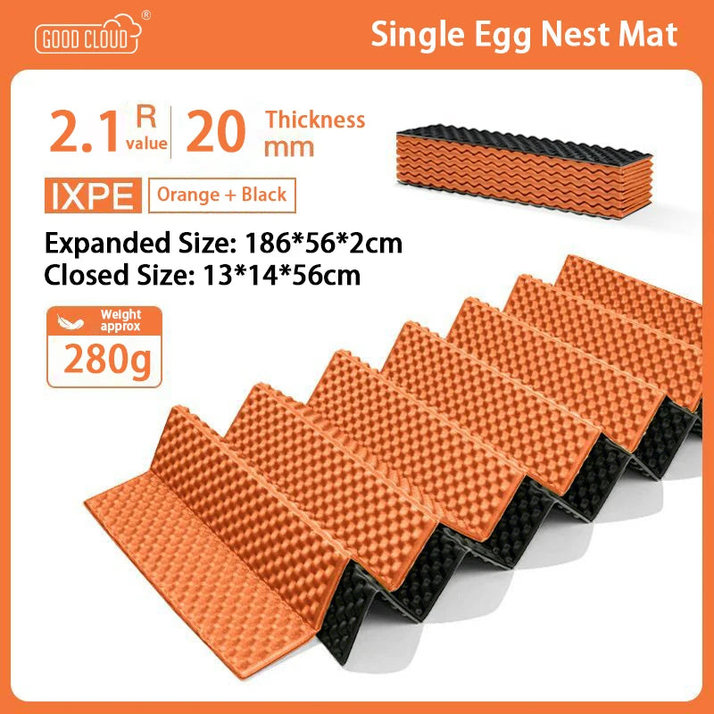 IXPE Aluminum Film Egg Nest Mat Foldable Waterproof Camping Mat for 1-2 Person Hiking Travel Backpacking Widen Tent Sleeping Pad