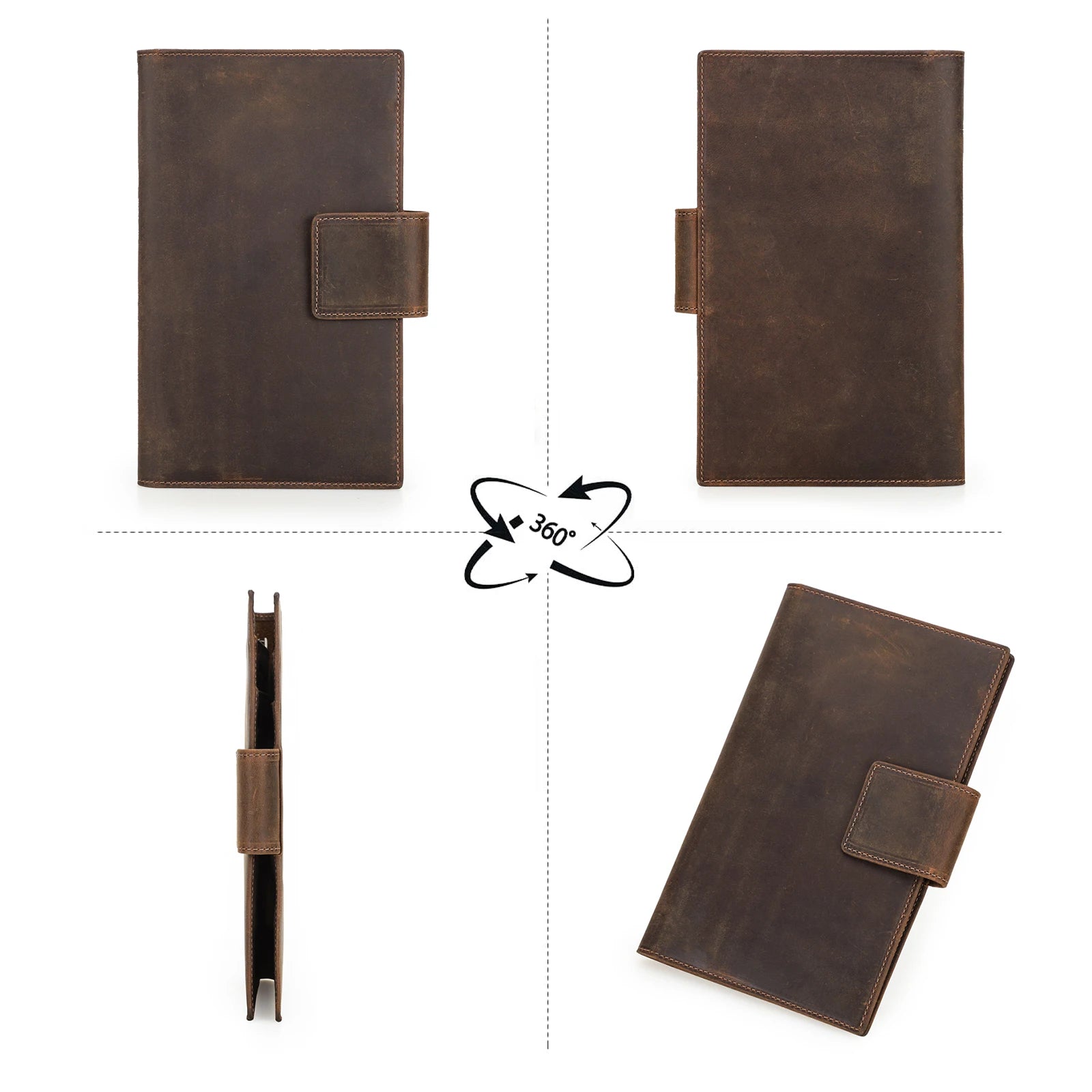 Genuine Leather Family Passport Wallet with Anti-lost Airtag Case Passport Cover For Cards Pen Holder Passport Travel Clutch Bag