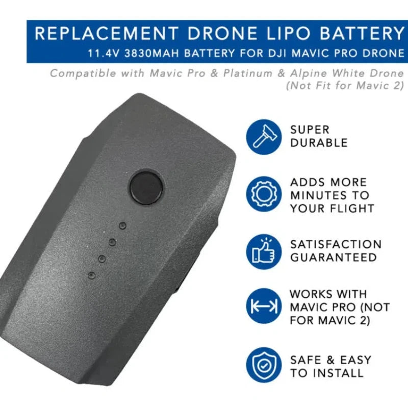 Compatible with Mavic Pro Drone Intelligent Flight Battery 3830mAh 11.4V Long Lasting Voltage Stable Voltage Easy to Install
