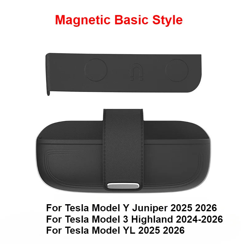 Silicone Glasses Case For Tesla Model 3/YL/Y Juniper 2025 2026 Magnetic Closure Design Sun Glasses Storage Box Car Accessories