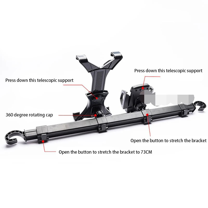Car Tablet Phone Holder Stand Bracket 2 in 1 Car Truck Back Seat Headrest Phone Mount Holder for iPad Rear Seat Universal