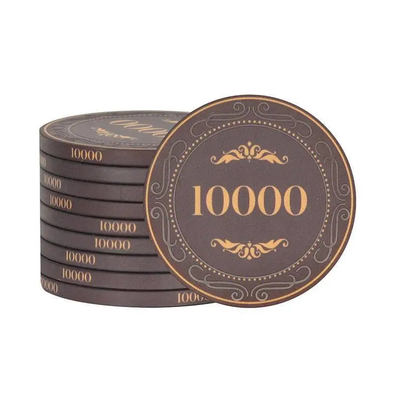 10pcs Poker Chips 43mm Ceramic Matte Texture Professional Texas Poker Botton Code Baccarat Game Board Table Entertainment Set
