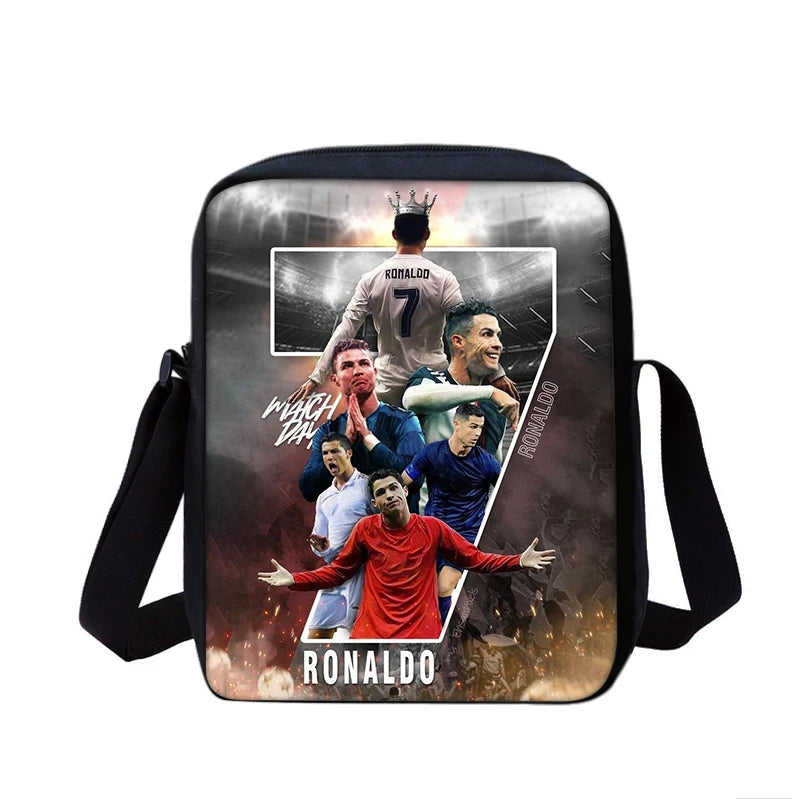 CR Boys Girls School Bags Phone Bag Football Star Shopping Bag Best Gift Printed Ronaldo Shoulder Messenger Bag Handbag