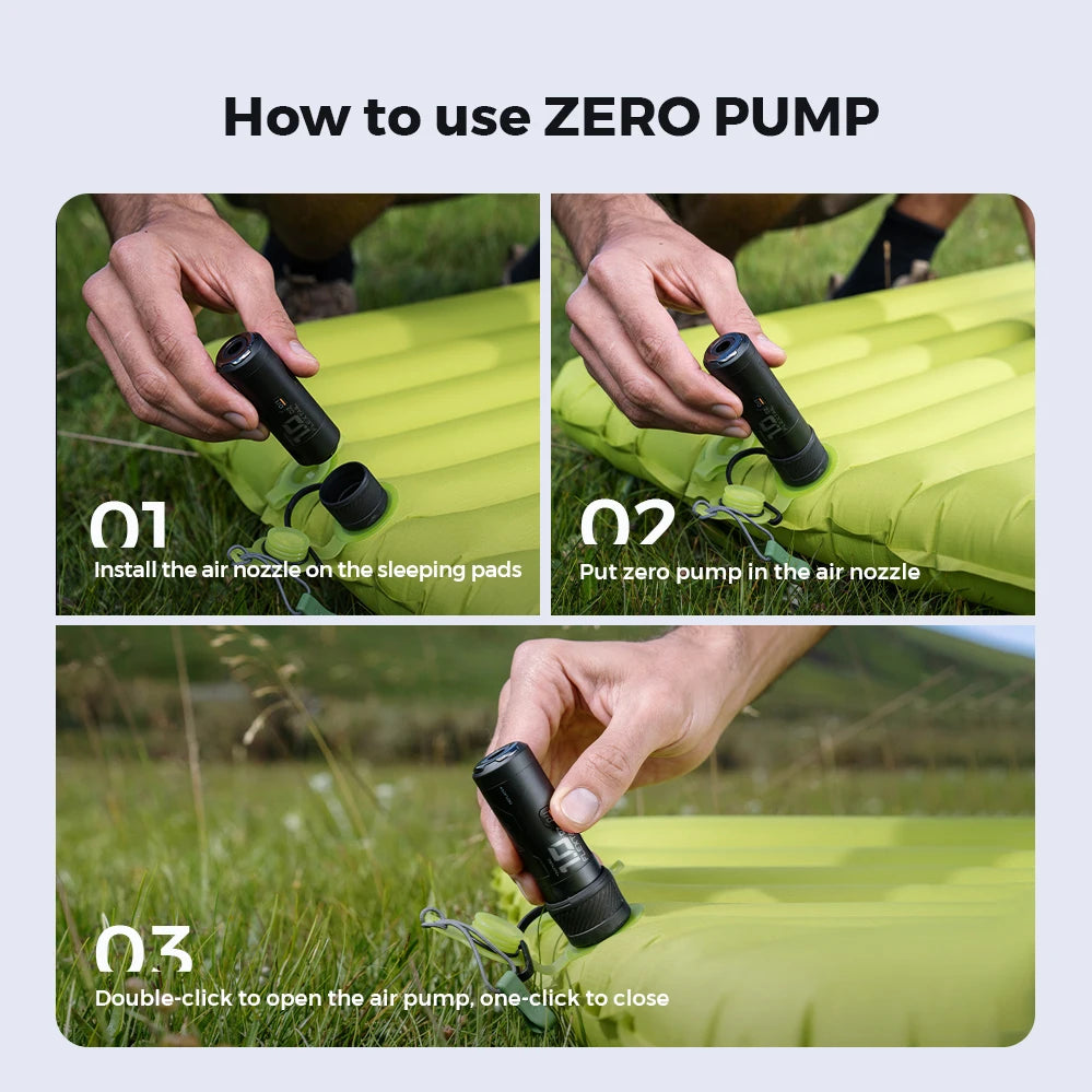 FLEXTAIL ZERO PUMP - 30g Portable Camping Air Pump Electric Inflator for Sleeping Pads, 1 Rechargeable Battery Included