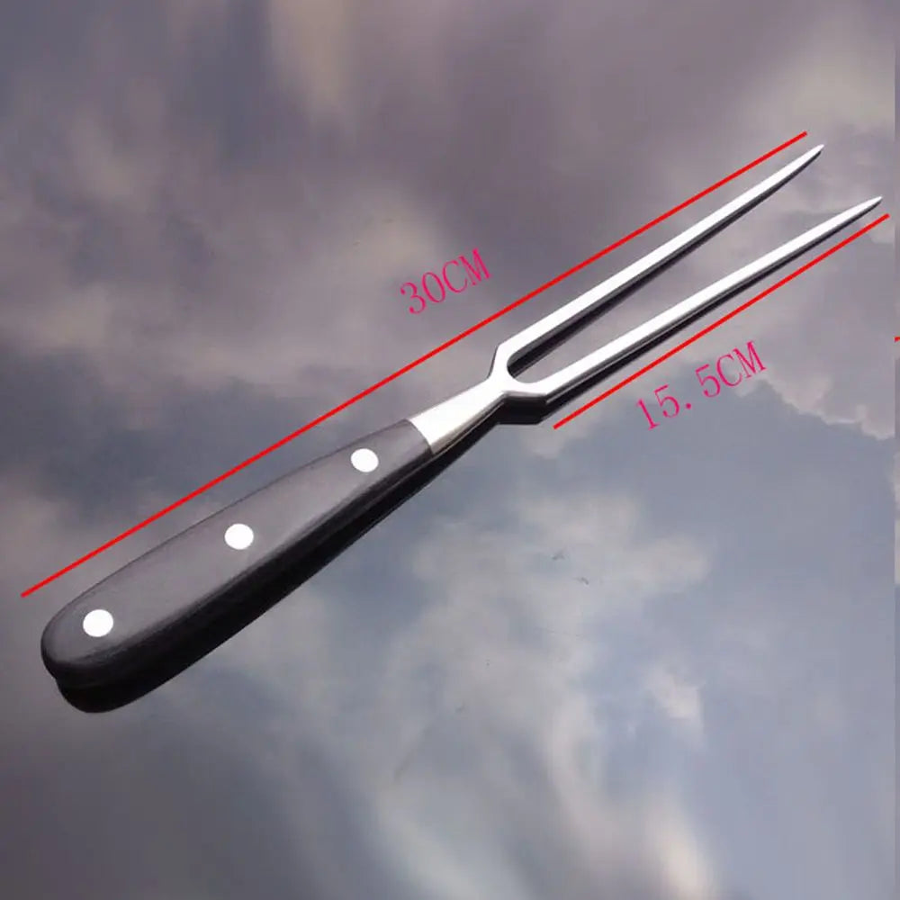 Portable Wooden Handle Grilling Picnic Cooking Fish BBQ Tool Barbecue Fork Meat Fork Kitchen Accessories