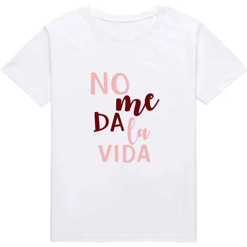 Casual Basics Ocollar White Shirt Short Sleeve Ladies T-shirt Drop Ship Letter It Doesn't Give Me Life Print Ladies T-shirt