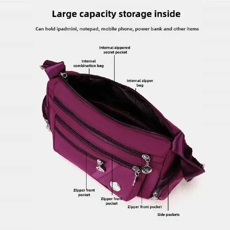 Multifunctional multi-compartment crossbody bag new lightweight leisure shoulder cloth bag cell phone coin purse