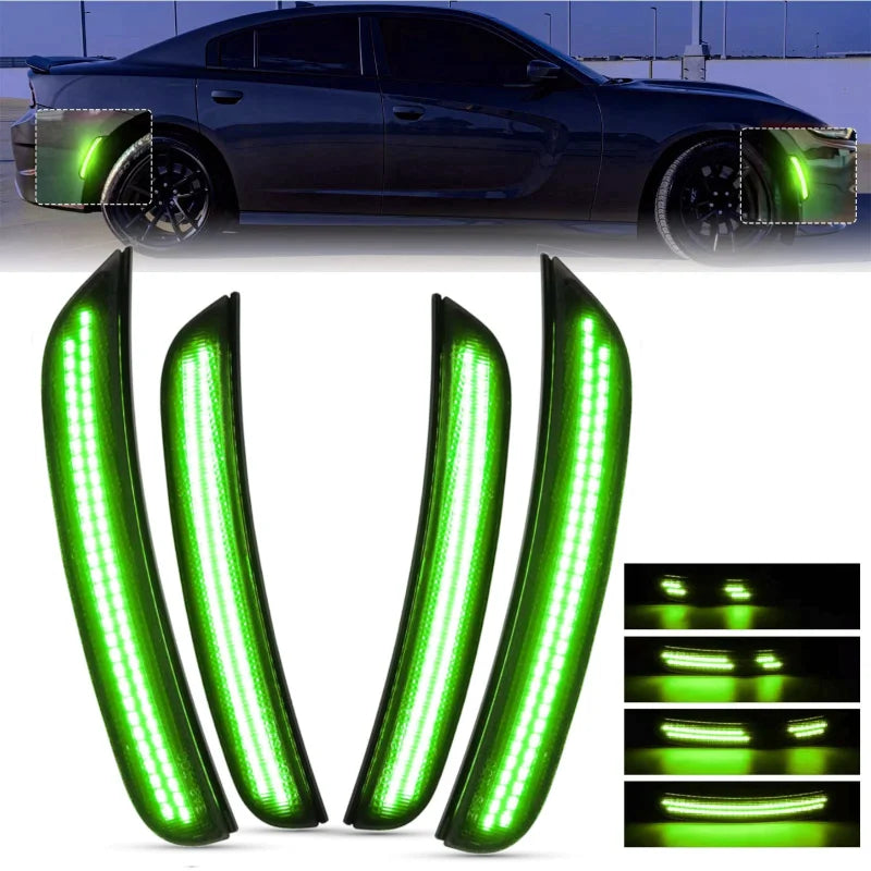 4Pcs/set LED Side Marker Light Front Rear Bumper Fender Lamp for Dodge Charger 2015-2023