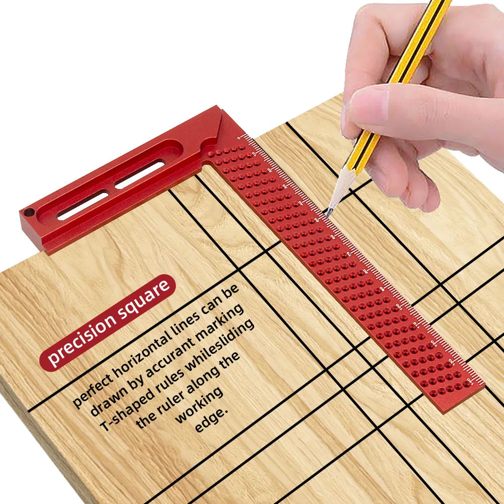 Woodworking Scriber T-type Ruler, Mark Measurement Aluminum Precision Cross-calibration Ruler Hole Positioning Scribing Gauge
