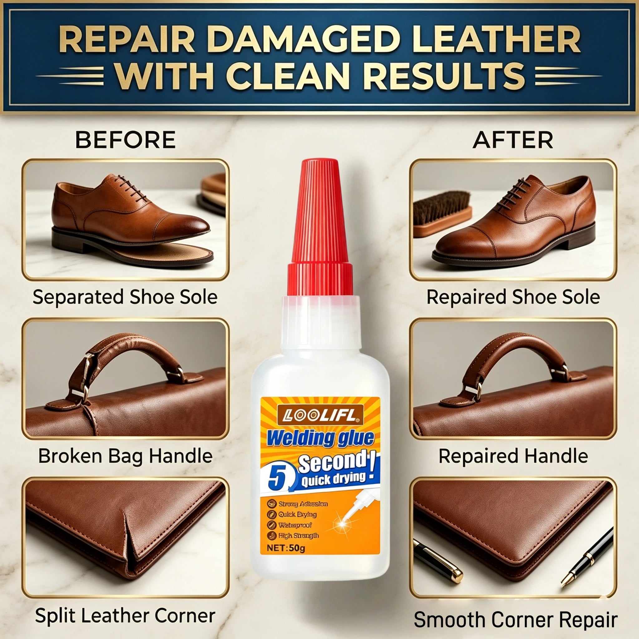 50g Dry Oily Welding Super Glue Waterproof Instant Adhesive With Nozzles For Metal Ceramic Shoe Wood Glass DIY Daily Repair