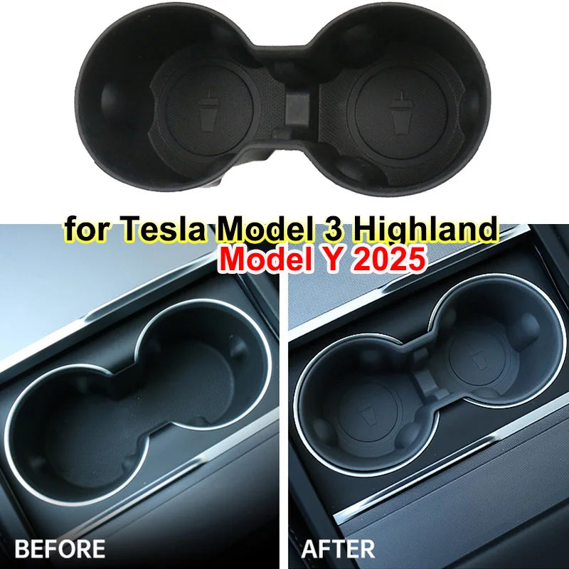 Car Cup Holder for Tesla Model Y L Juniper Center Console Cup Mat TPE Water Bottle Holder Model 3 Highland Standard Accessories